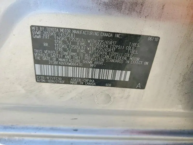 2010 TOYOTA RAV4 BASE  