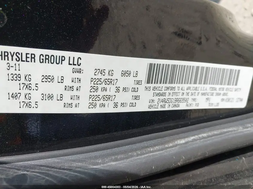 2011 VOLKSWAGEN ROUTAN SEL