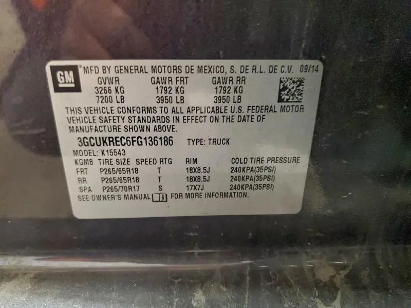 2015 CHEVROLET SILVERADO K1500 LT  