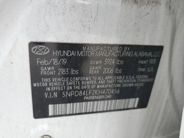 2019 HYUNDAI ELANTRA SEL  