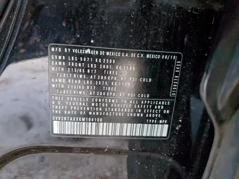 2019 VOLKSWAGEN TIGUAN SE  