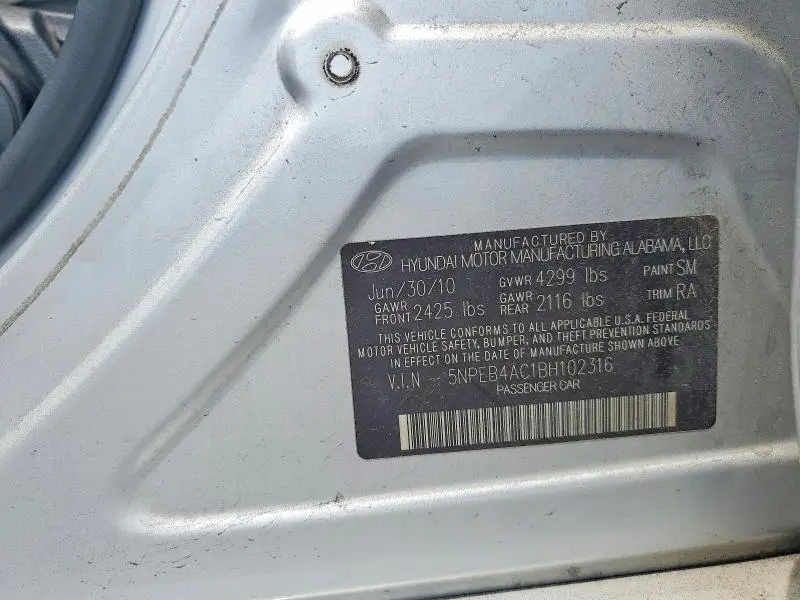 2011 HYUNDAI SONATA GLS  