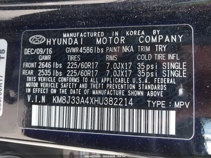2017 HYUNDAI TUCSON SE