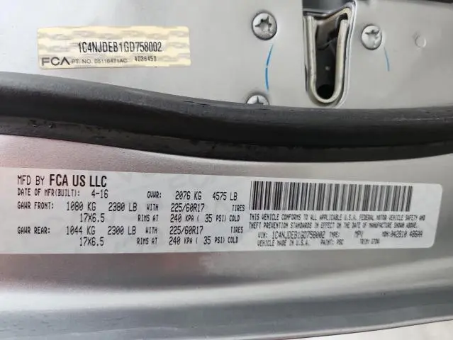 2016 JEEP COMPASS LATITUDE  