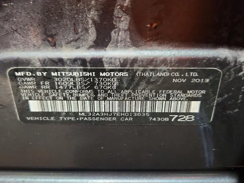 2014 MITSUBISHI MIRAGE DE  