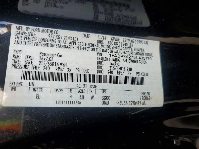 2011 FORD FUSION   