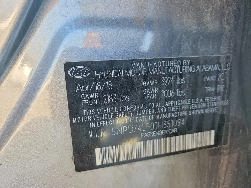 2018 HYUNDAI ELANTRA SE  