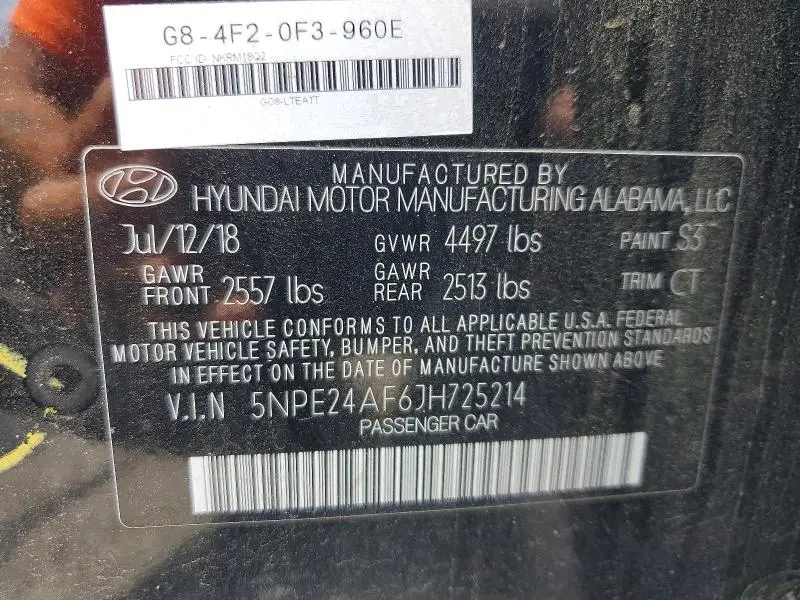 2018 HYUNDAI SONATA SE  