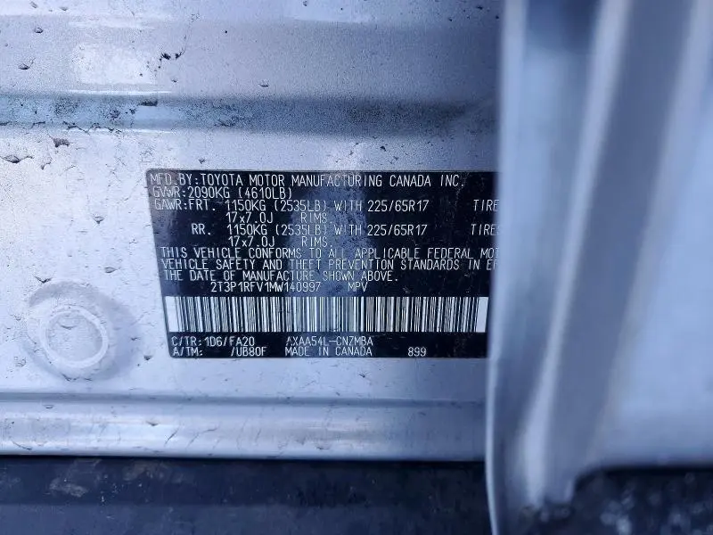 2021 TOYOTA RAV4 XLE  