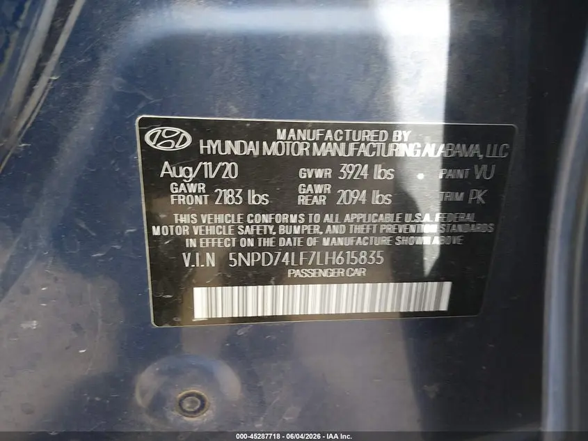 2020 HYUNDAI ELANTRA SE