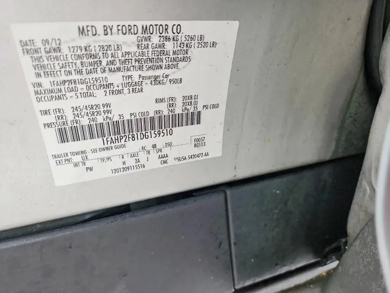 2013 FORD TAURUS LIMITED  