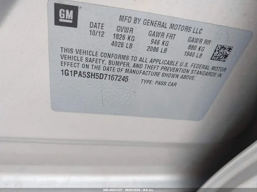 2013 CHEVROLET CRUZE LS AUTO