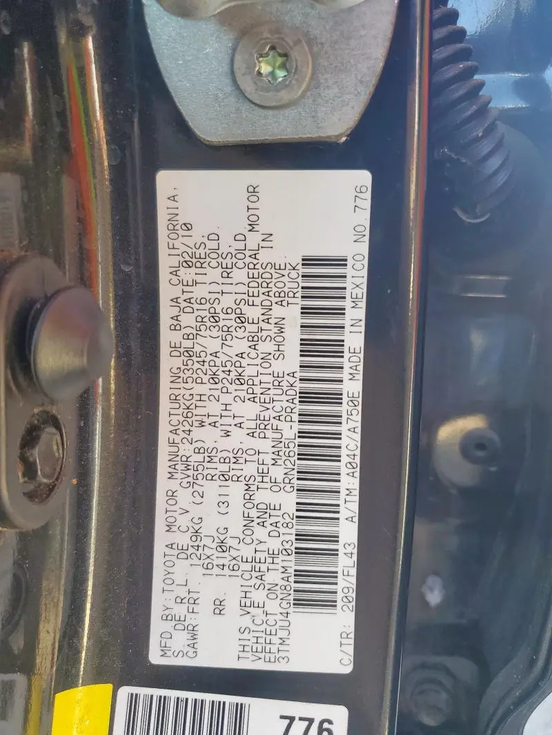 2010 TOYOTA TACOMA DOUBLE CAB PRERUNNER  