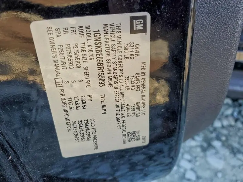 2011 CHEVROLET TAHOE K1500 LT  