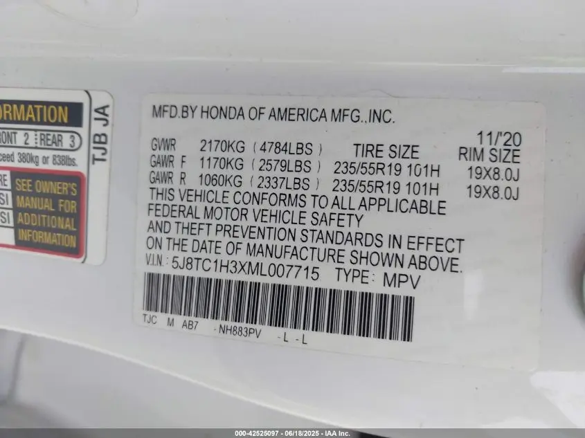 2021 ACURA RDX STANDARD