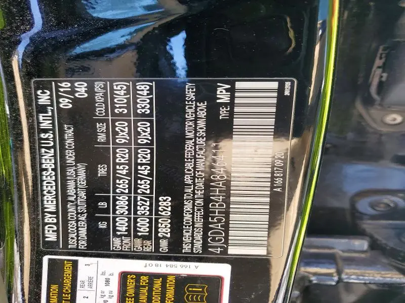 2017 MERCEDES-BENZ GLE 350 4MATIC  