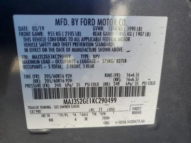 2019 FORD ECOSPORT SE  