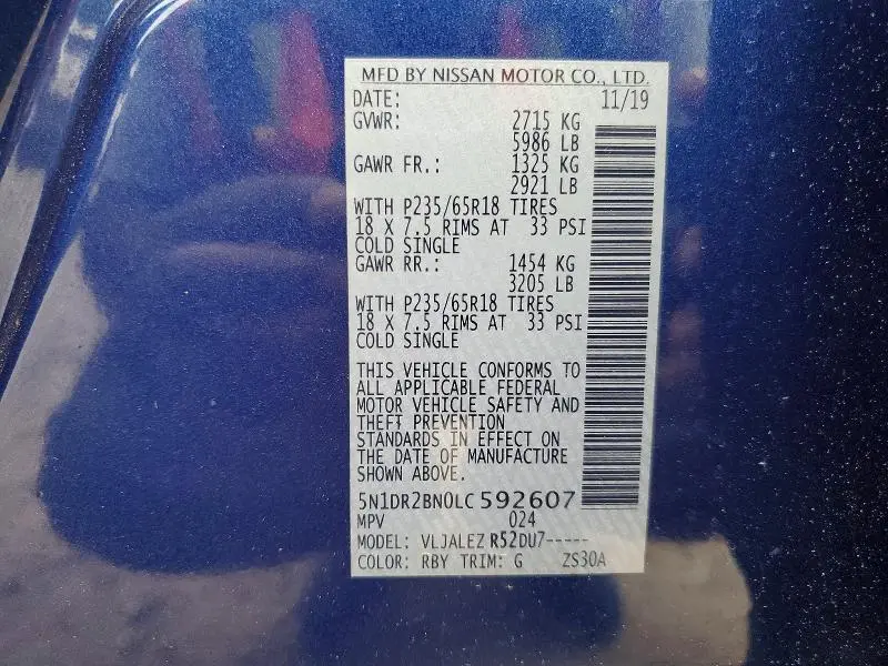 2020 NISSAN PATHFINDER SV  