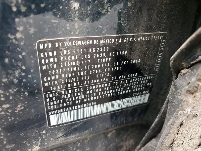 2019 VOLKSWAGEN TIGUAN SE  