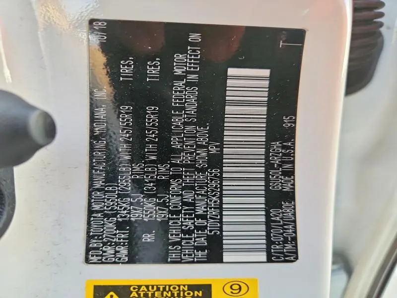 2019 TOYOTA HIGHLANDER LIMITED  