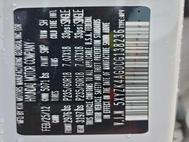 2012 HYUNDAI SANTA FE LIMITED  