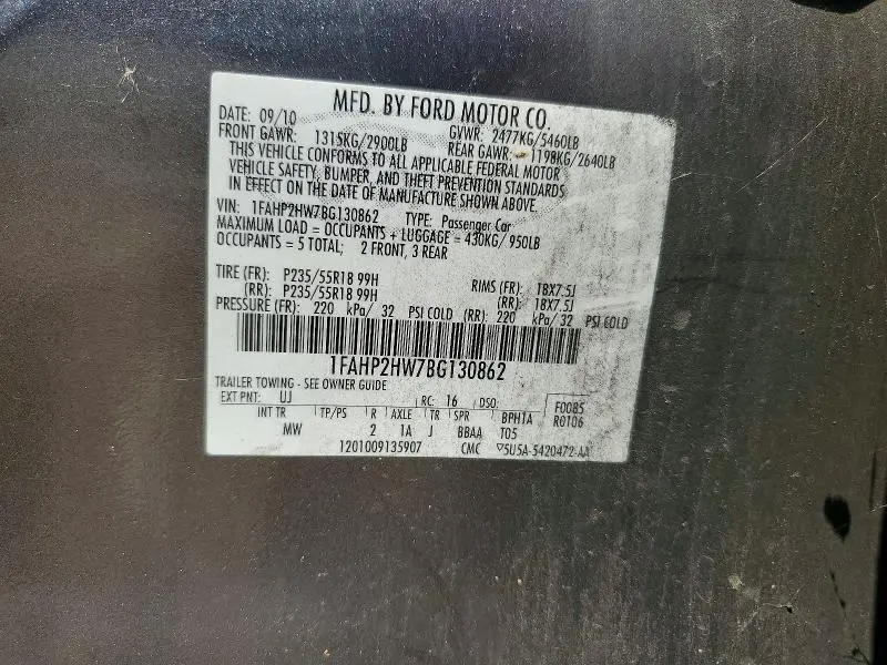 2011 FORD TAURUS SEL  