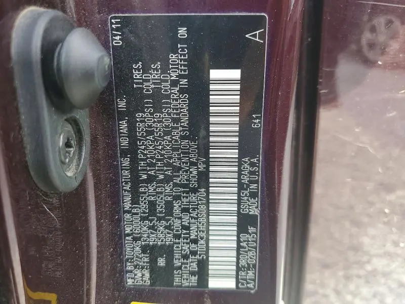2011 TOYOTA HIGHLANDER LIMITED  