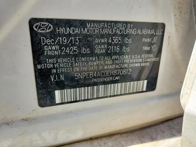 2014 HYUNDAI SONATA GLS  