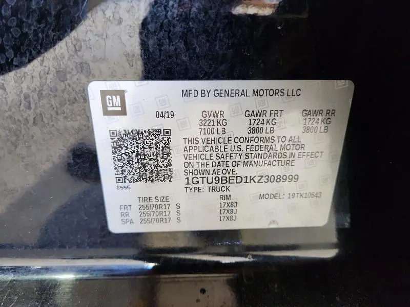 2019 GMC SIERRA K1500 SLE  
