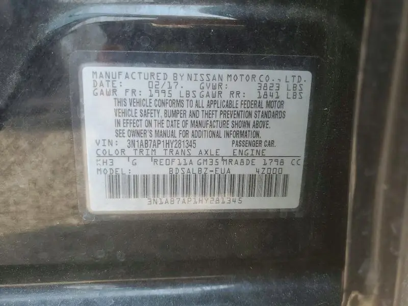 2017 NISSAN SENTRA S  