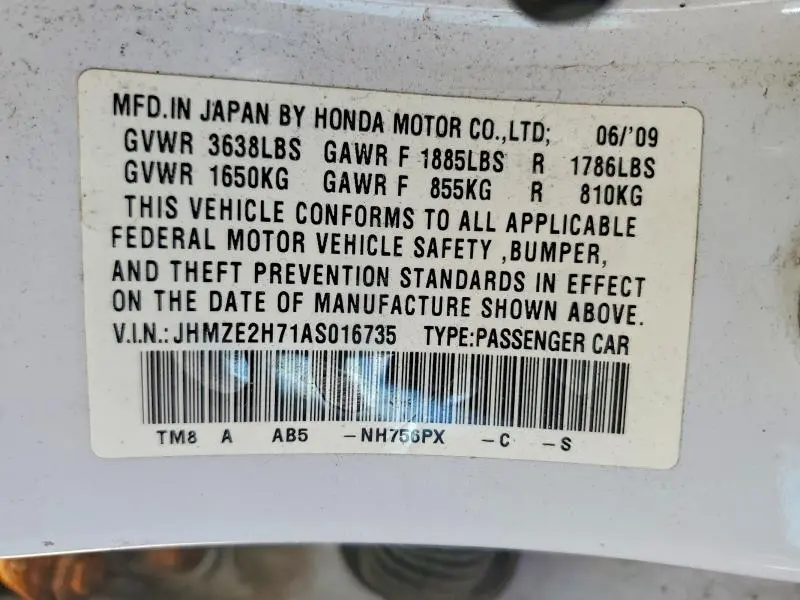 2010 HONDA INSIGHT EX  