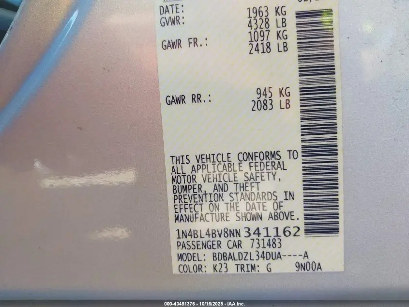 2022 NISSAN ALTIMA S FWD