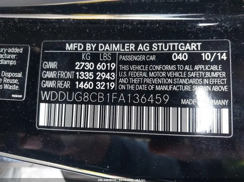 2015 MERCEDES-BENZ S 550  