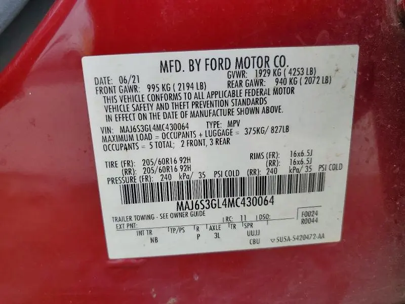 2021 FORD ECOSPORT SE  