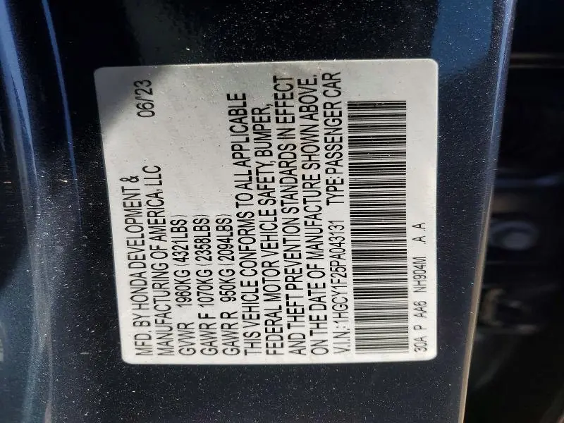 2023 HONDA ACCORD LX  
