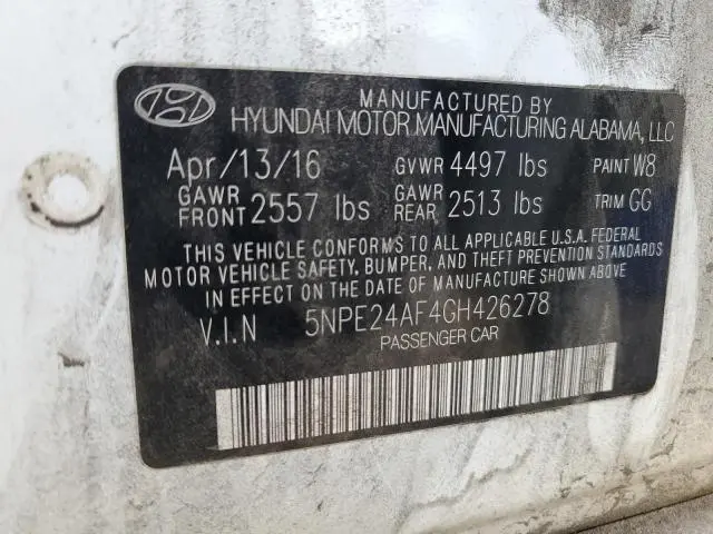 2016 HYUNDAI SONATA SE  