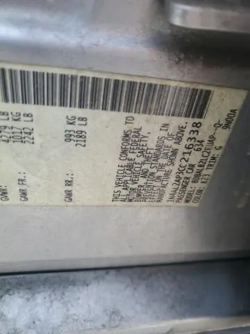 2012 NISSAN ALTIMA BASE  