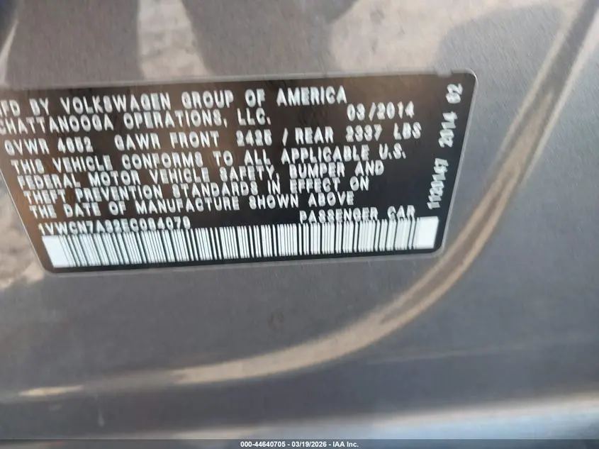 2014 VOLKSWAGEN PASSAT 2.0L TDI SEL PREMIUM