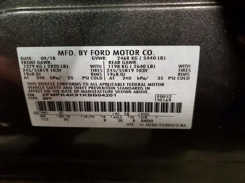 2019 FORD EDGE TITANIUM  