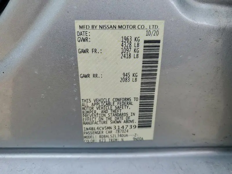 2021 NISSAN ALTIMA SR  