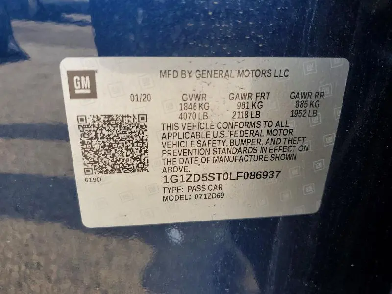2020 CHEVROLET MALIBU LT  