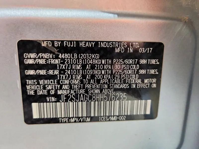 2017 SUBARU FORESTER 2.5I PREMIUM  