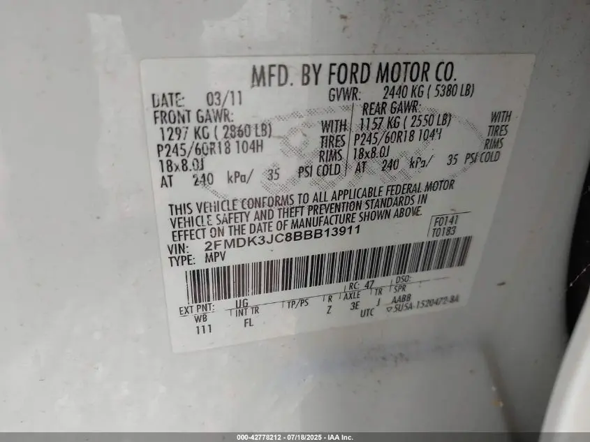 2011 FORD EDGE SEL