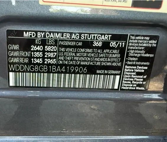 2011 MERCEDES-BENZ S 550 4MATIC  