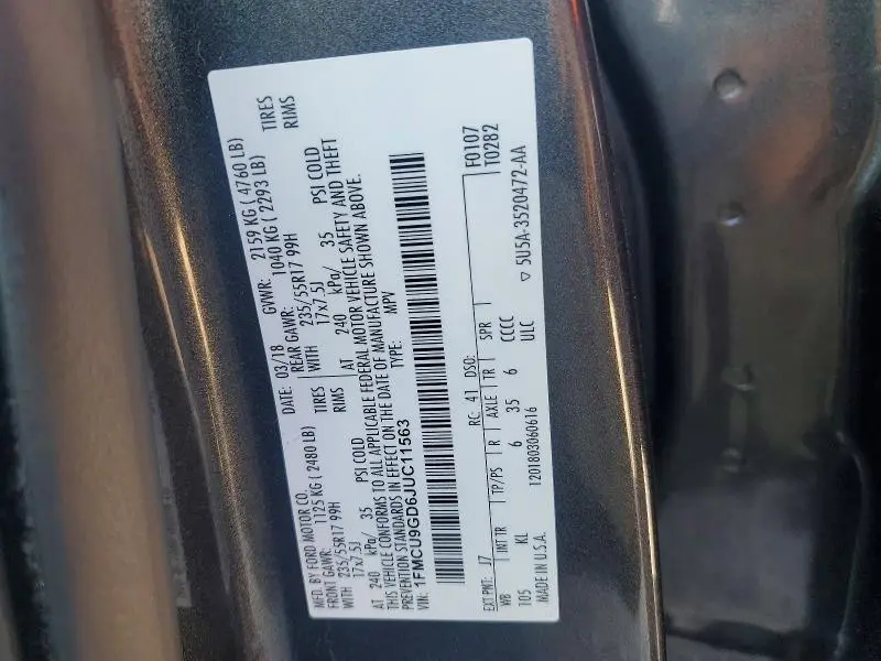 2018 FORD ESCAPE SE  
