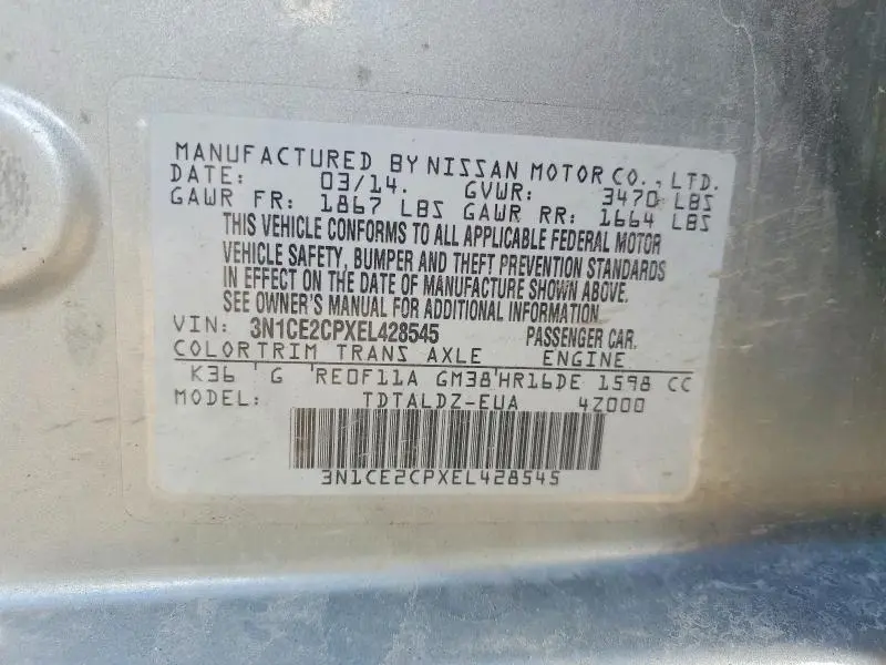 2014 NISSAN VERSA NOTE SV  