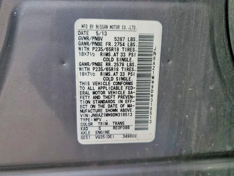 2013 NISSAN MURANO S/SL/LE  