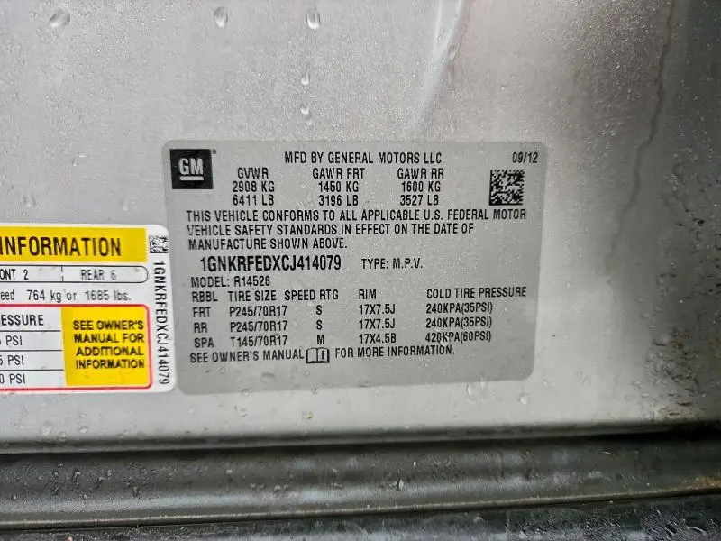 2012 CHEVROLET TRAVERSE LS  