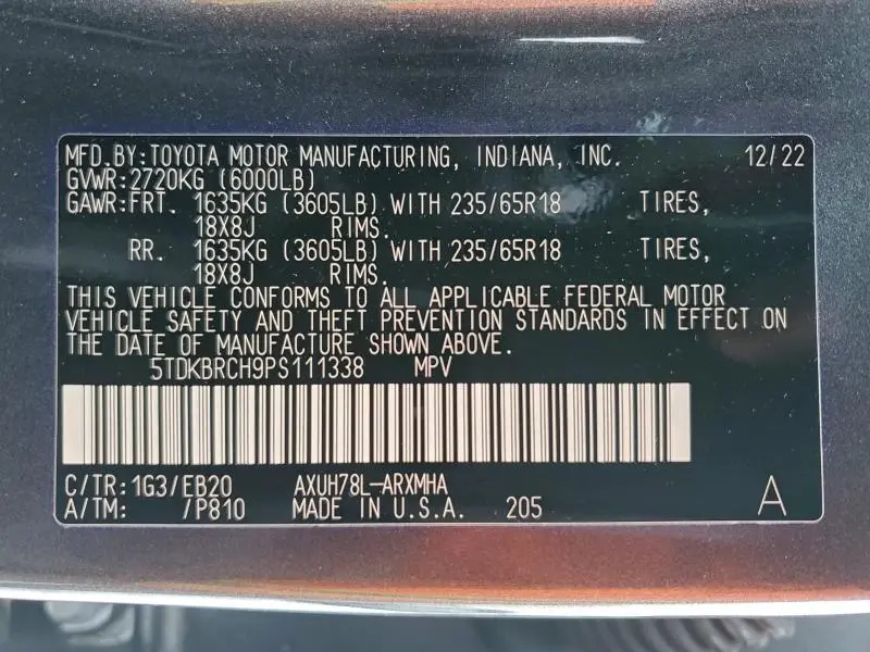 2023 TOYOTA HIGHLANDER HYBRID XLE  