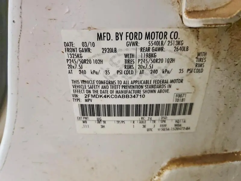 2010 FORD EDGE LIMITED  